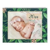 Tropische bladeren bewerkbare jaarfoto kalender (Hoes)