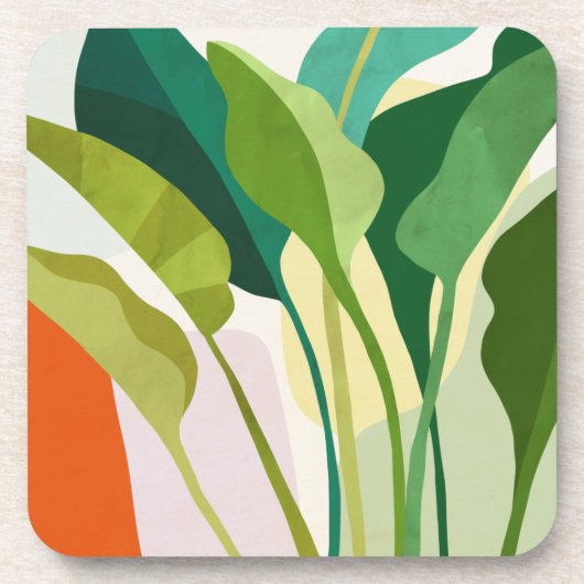 Tropische bladeren bier onderzetter (Voorkant)