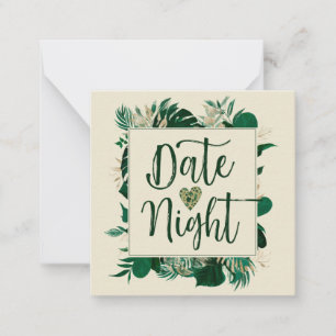 Tropische bladeren blad Passen getrouwd Date Night Notitiekaartje