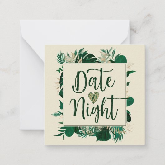 Tropische bladeren blad Passen getrouwd Date Night Notitiekaartje (Voorkant)