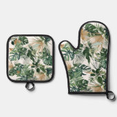 Tropische bladeren Bladblad Groen Ovenwant & Pannenlap Set (Voorkant)