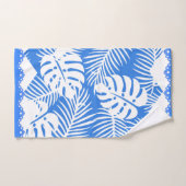 Tropische bladeren Blauw met witte Fancy rand Bad Handdoek (Handdoek)