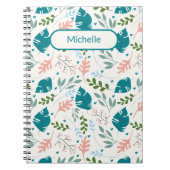 Tropische bladeren Blauw pastel lente gebladerte a Notitieboek (Voorkant)