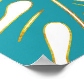 Tropische bladeren blauwgroen gouden bruiloft welk poster (Hoek)