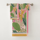 Tropische bladeren Blauwgroen, groen, roze, beachy Bad Handdoek (Insitu)