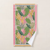 Tropische bladeren Blauwgroen, groen, roze, beachy Bad Handdoek (Handdoek)