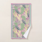Tropische bladeren Blauwgroen, groen, roze, beachy Bad Handdoek (Handdoek)