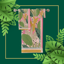 Tropische bladeren Blauwgroen, groen, roze, beachy