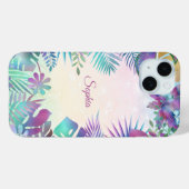 Tropische bladeren, Blauwgroen & groene ombre, scr Case-Mate iPhone Case (Achterkant (horizontaal))