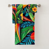 Tropische Bladeren Bloei Kunst Bad Handdoek (Insitu)