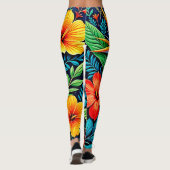 Tropische Bladeren Bloei Kunst Leggings (Achterkant)