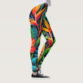Tropische Bladeren Bloei Kunst Leggings (Rechts)