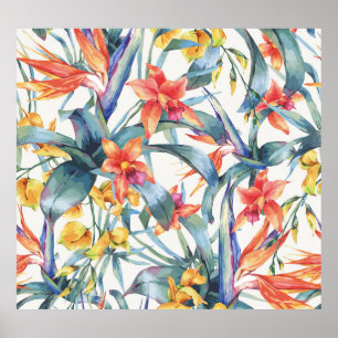 Tropische bladeren Bloemen  Botanisch Poster