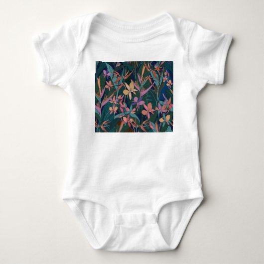 Tropische bladeren, bloemen: gevoerde . romper (Voorkant)