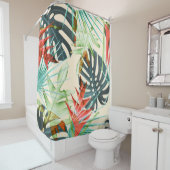 Tropische bladeren & bloemen: levendig patroon douchegordijn (In situ)