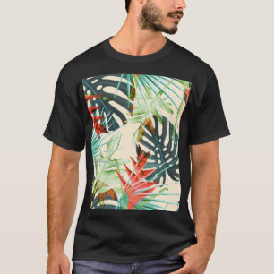 Tropische bladeren & bloemen: levendig patroon t-shirt