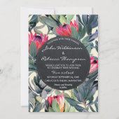 Tropische bladeren bloemen moderne bruiloft uitnod kaart (Voorkant)