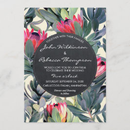 Tropische bladeren bloemen moderne bruiloft uitnod kaart
