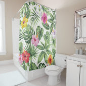 Tropische bladeren, bloemen, naadloos  patroon douchegordijn (In situ)