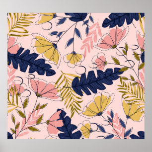 Tropische bladeren Bloemen  Print