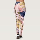 Tropische bladeren Bloemen  Print Leggings (Achterkant)