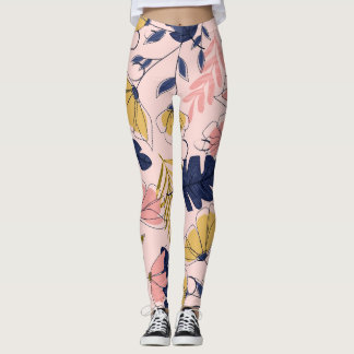 Tropische bladeren Bloemen Print Leggings