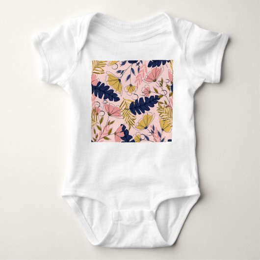 Tropische bladeren Bloemen  Print Romper (Voorkant)