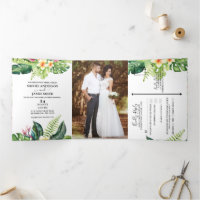 Tropische Bladeren & Bloemen Strand Huwelijk Eilan