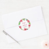 Tropische bladeren bloemenbruiloft Waterverf Ronde Sticker (Envelop)