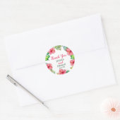 Tropische bladeren bloemenhawaiiaanse bruiloft ronde sticker (Envelop)