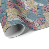 Tropische bladeren, bloemennaadloze achtergrond. cadeaupapier (Rol Hoek)