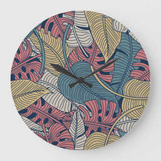 Tropische bladeren, bloemennaadloze achtergrond. grote klok