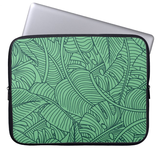 Tropische bladeren bloemenpatroon laptop sleeve (Voorkant)