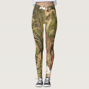 Tropische bladeren bloemenpatroon Waterverf Leggings