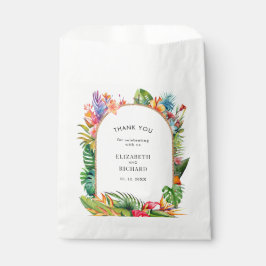 Tropische bladeren bloemenstrand bruiloft bedankzakje