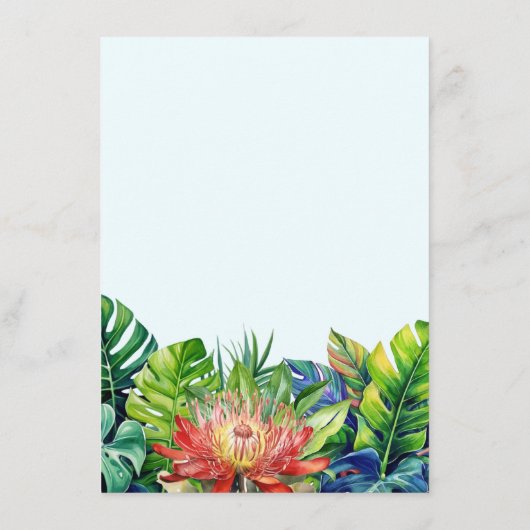 Tropische bladeren bloemenstrand bruiloft bruiloft informatiekaartje (Achterkant)