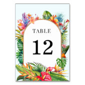 Tropische bladeren bloemenstrand bruiloft kaart (Achterkant)