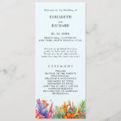 Tropische bladeren bloemenstrand bruiloft programmakaart (Voorkant)