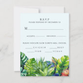 Tropische bladeren bloemenstrand bruiloft RSVP kaartje (Achterkant)