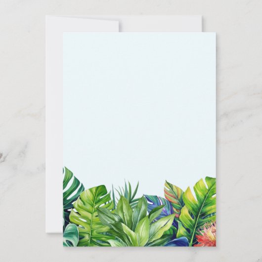 Tropische bladeren bloemenstrand bruiloft save the date (Achterkant)