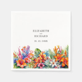 Tropische bladeren bloemenstrand bruiloft servet