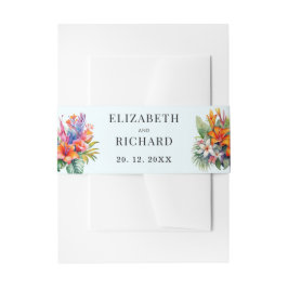 Tropische bladeren bloemenstrand bruiloft uitnodigingen wikkel