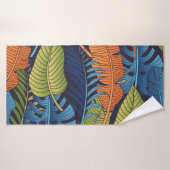 Tropische bladeren, bloemig naadloos patroon. badhanddoek (Badhanddoek)