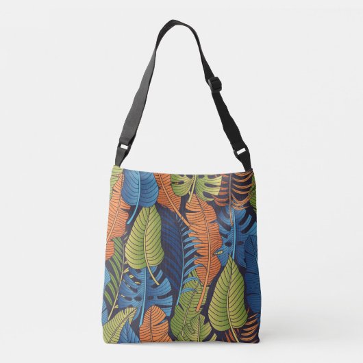 Tropische bladeren, bloemig naadloos patroon. crossbody tas (Achterkant)
