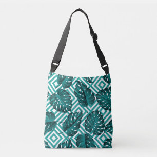 Tropische bladeren: bloemig naadloos patroon. crossbody tas