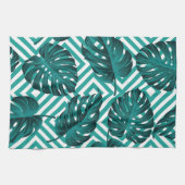 Tropische bladeren: bloemig naadloos patroon. theedoek (Horizontaal)