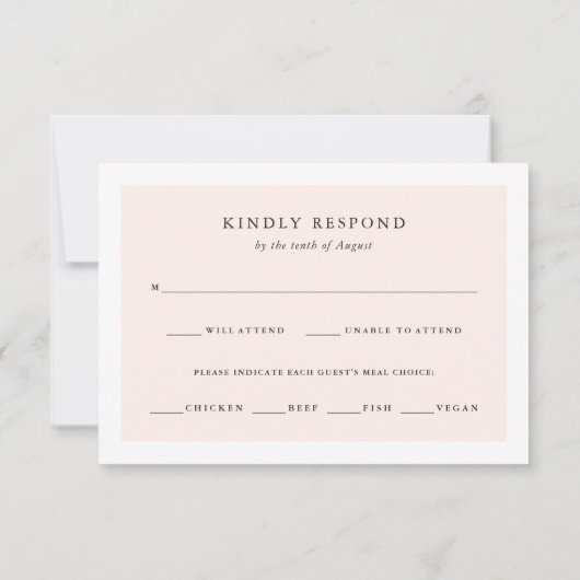 Tropische Bladeren | Blush en Groen RSVP Maaltijdk (Achterkant)