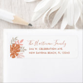 Tropische bladeren Boho Terracotta Oranje Blush Pi Etiket (Insitu)