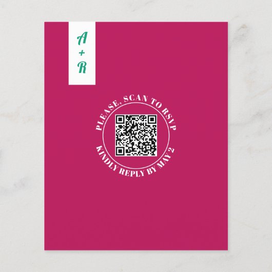 Tropische bladeren boog QR code bruiloft uitnodigi (Achterkant)