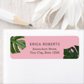 Tropische bladeren Botanisch Modern Roze Etiket (Insitu)